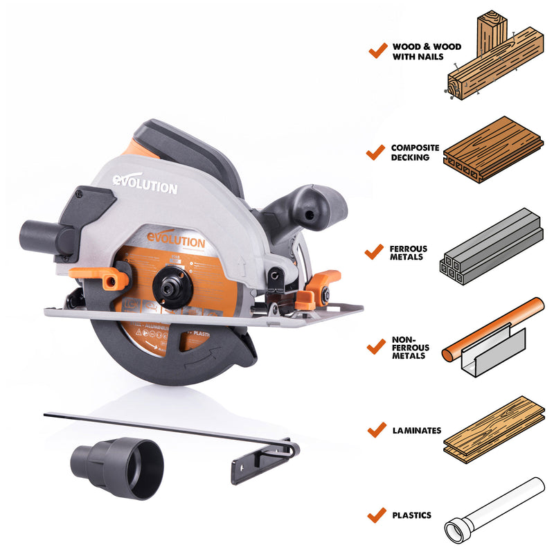 R165CCSL: Multi-Material Cutting Circular Saw With 6-1/2 in. Blade - Evolution Power Tools LLC