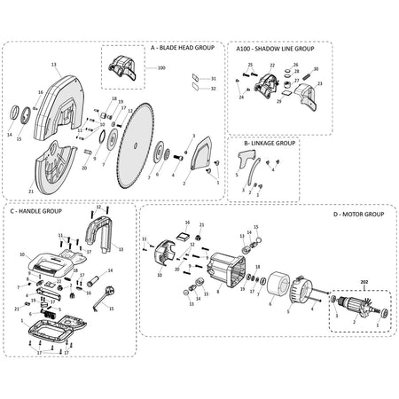 Evolution S15CPS Chop Saw Spare Parts (Head Section)