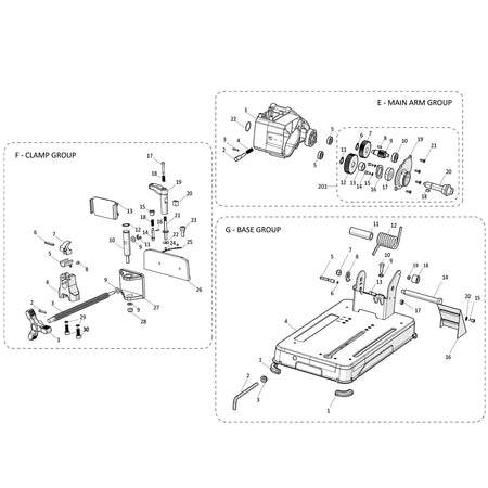 Evolution S14CPS Chop Saw Spare Parts (Base Section)