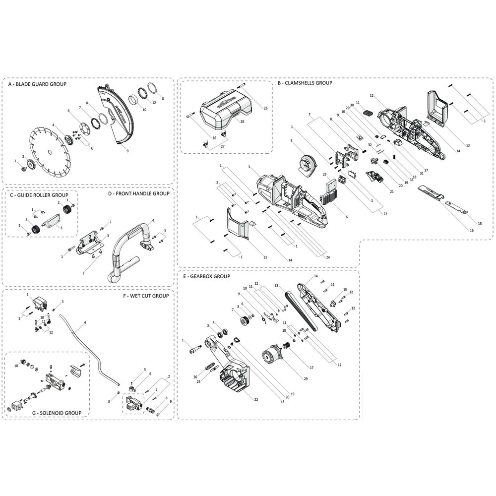 Evolution R260DCT-Li Concrete Saw Spare Parts