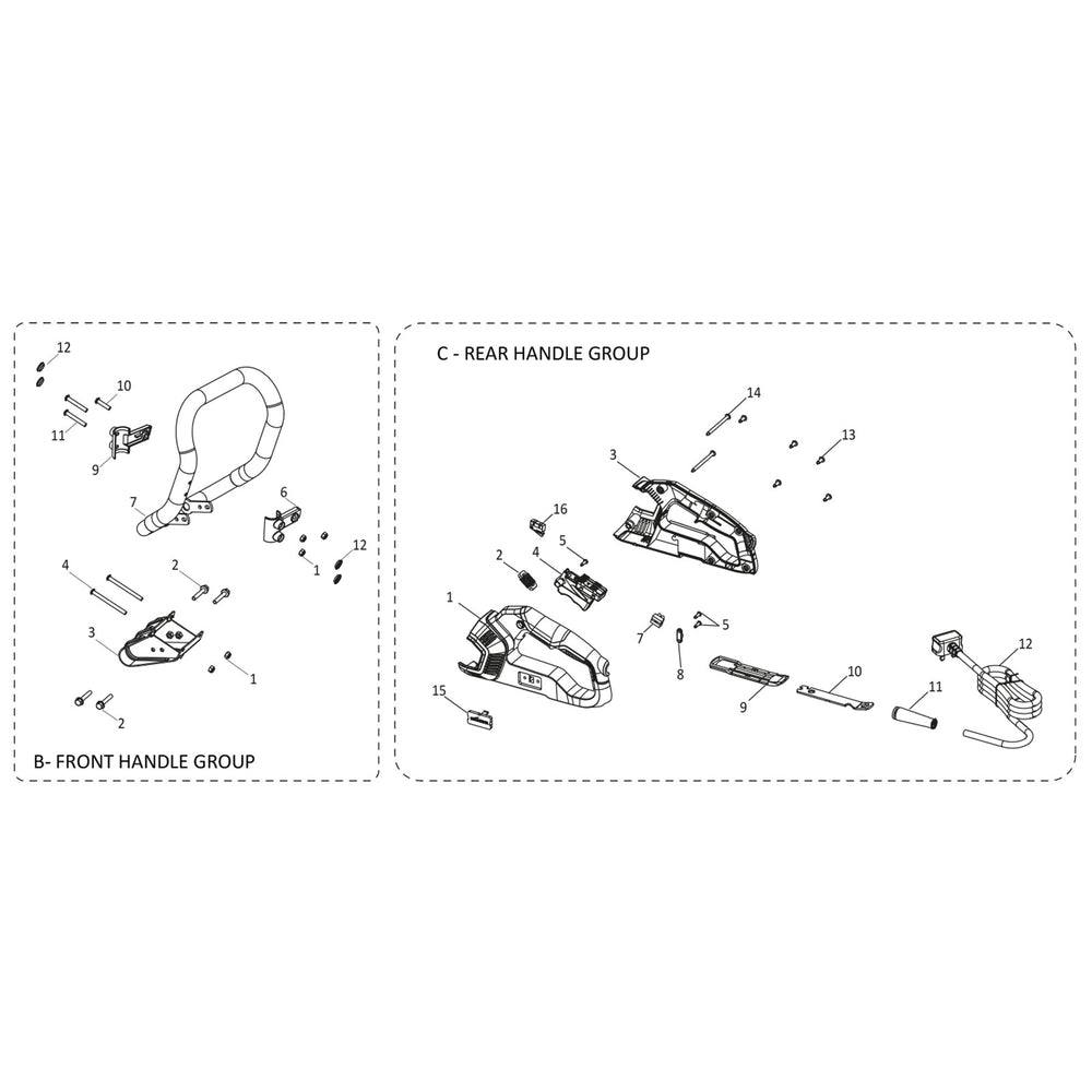 Evolution R14DCT Concrete Saw Spare Parts (Handles Section)