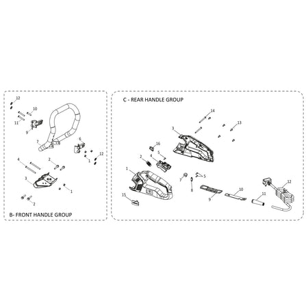 Evolution R14DCT Concrete Saw Spare Parts (Handles Section)