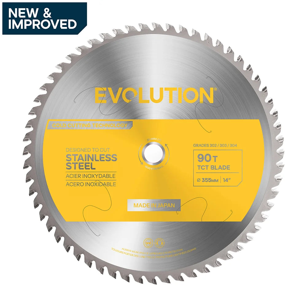 Evolution 14BLADESSN | 35,5 cm | 90 dientes | Eje de 2,5 cm | Hoja de acero inoxidable TCT