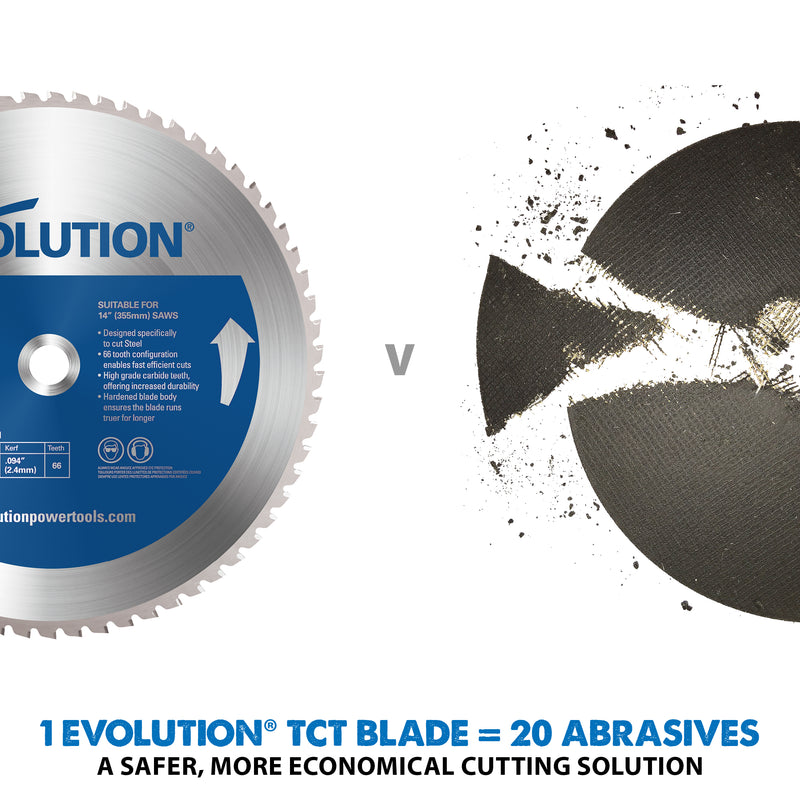 Evolution 15 in. 70T, 1 in. Arbor, Tungsten Carbide Tipped Mild Steel and Ferrous Metal Cutting Blade