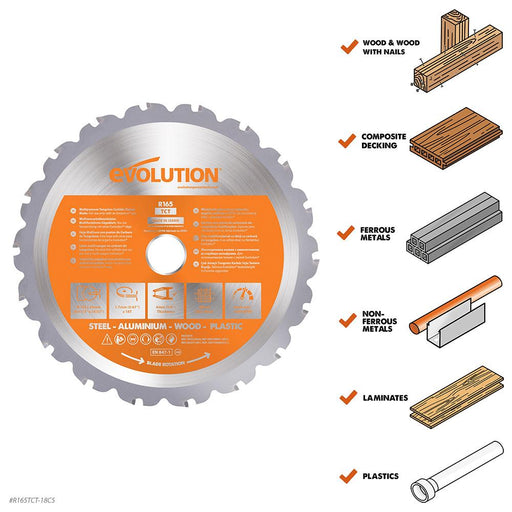 Evolution 6-1/2 in. 18T, 20mm Arbor, Multi-Material Cutting Blade