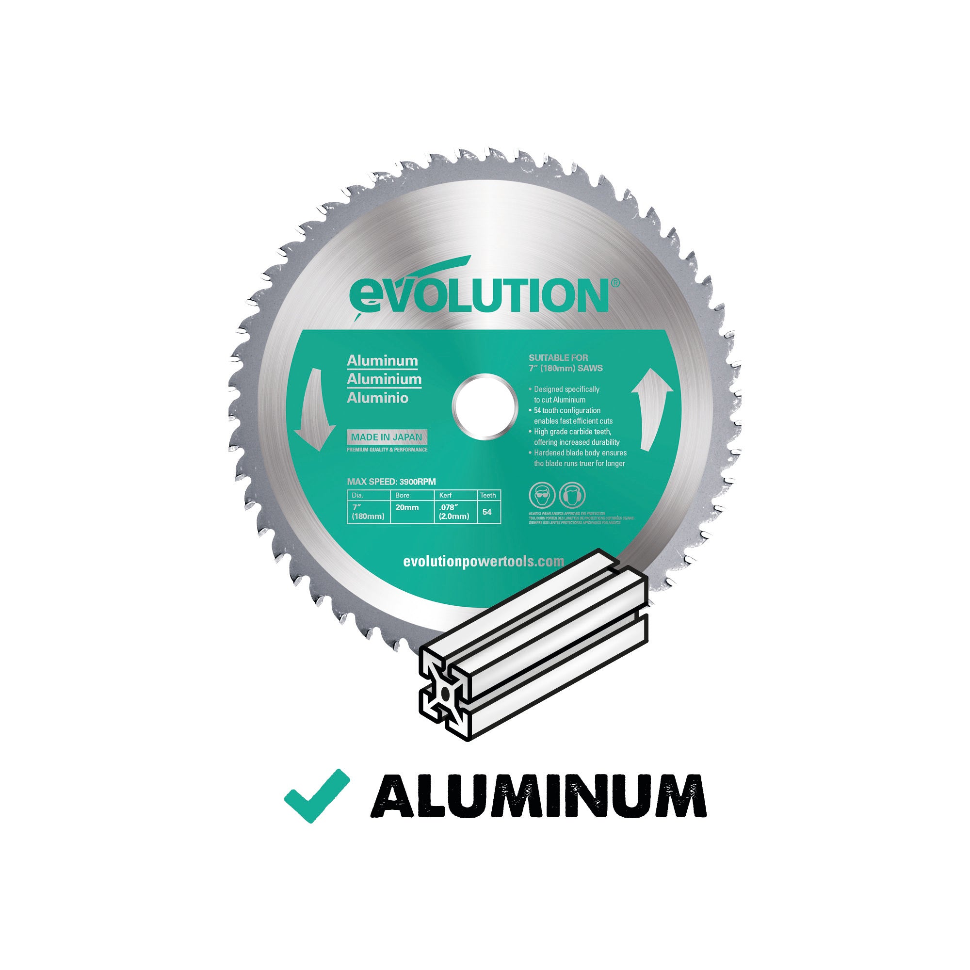Evolution 180BLADEAL: 7 in. 54T, 25/32 in. Arbor, Tungsten Carbide ...