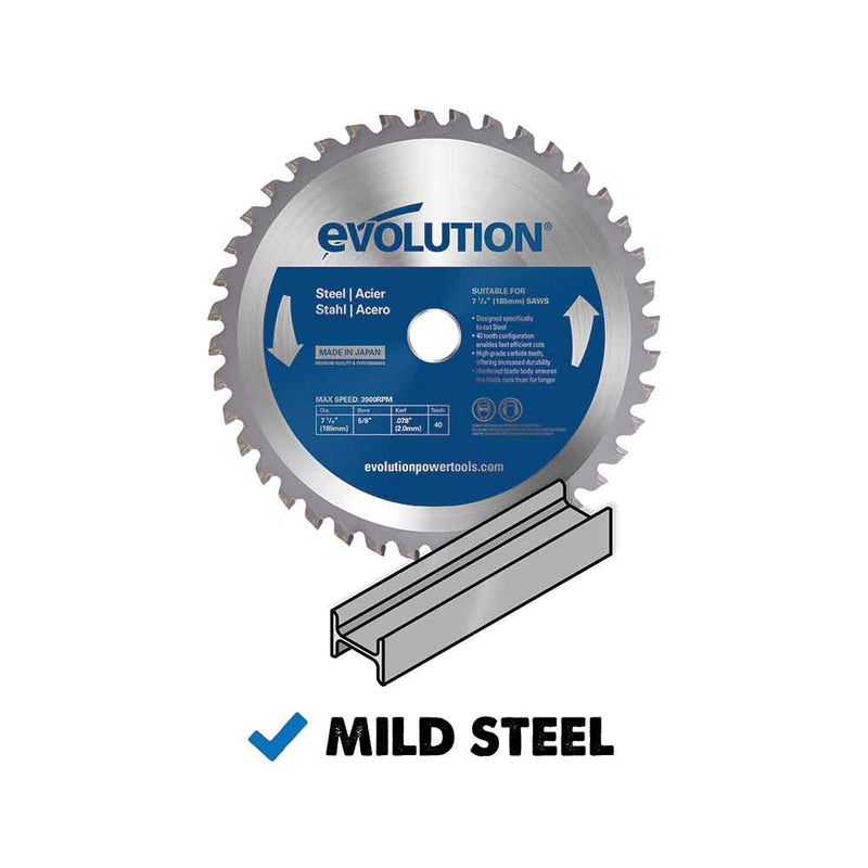 Evolution 7-1/4 in. 40T, 5/8 in. Arbor, Tungsten Carbide Tipped Mild ...