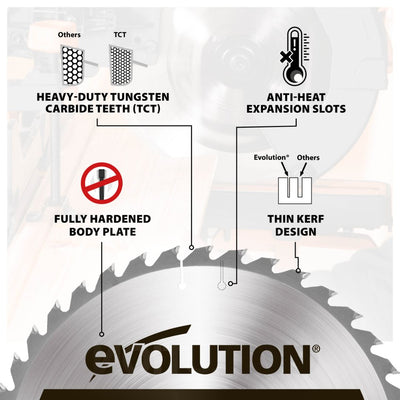 Evolution 180BLADEWD | 7 in. | 30T | 20mm Arbor | Standard Course-Cutting Rip TCT Blade For Wood