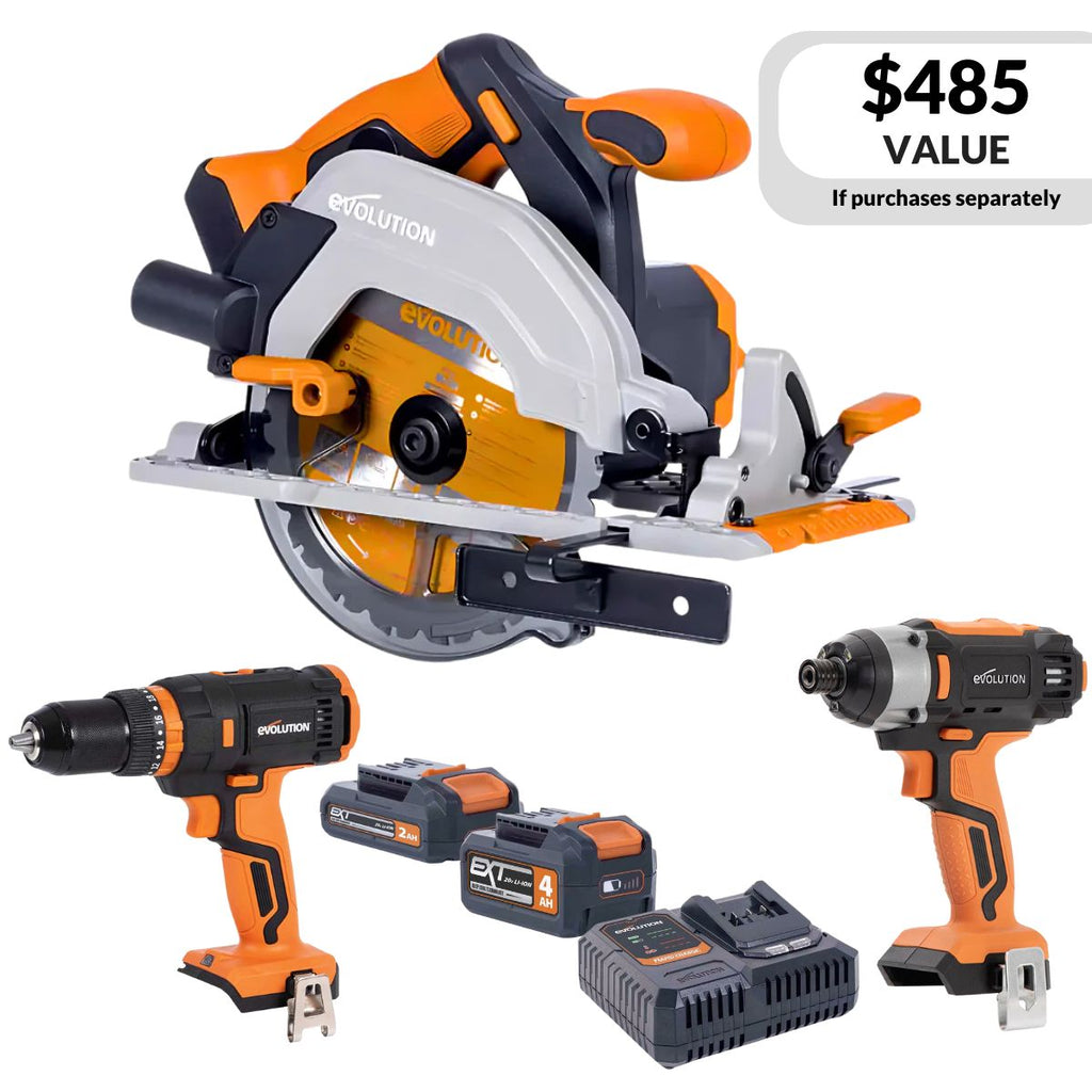 Starter Kit – Circular Saw, Drill, Impact Driver, Batteries & Charger
