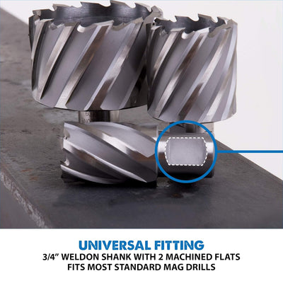 Evolution 12pc 2 in. Depth Annular HSS Mag Drill Cutter Set 7/16 To 1-1/8 in. With 3/4 in. Weldon Shank