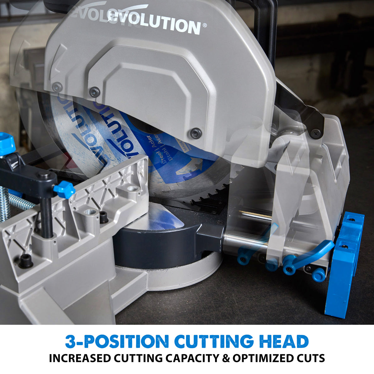Evolution S355MCS: Metal Cutting Mitering Chop Saw With 14 in. Mild Steel Blade | Heavy Duty