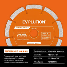 Evolution EWPD350SEG-CS2 | 35,5 cm | Eje de 2,5 cm | Alta concentración de diamante | Disco de diamante segmentado de primera calidad