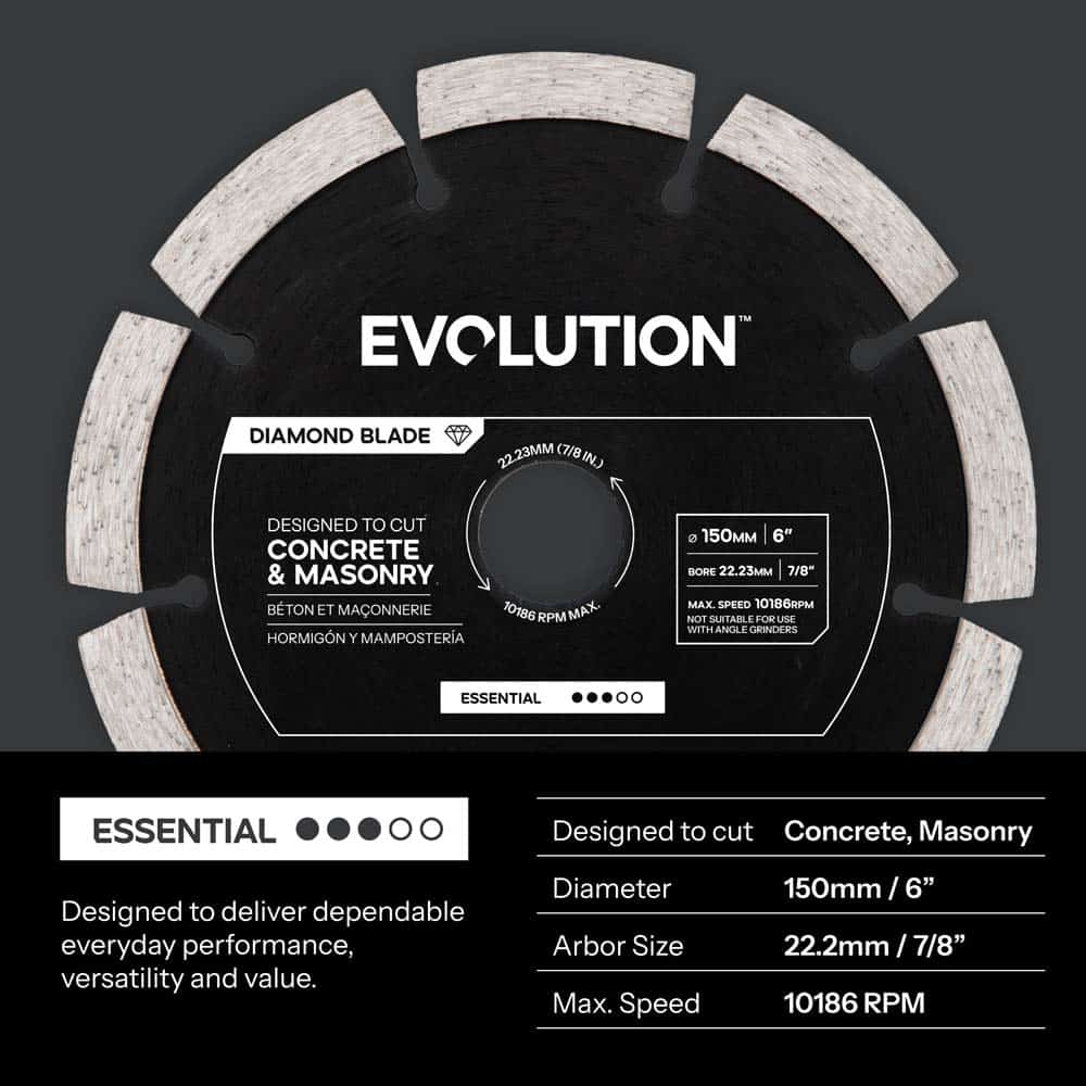Evolution EWPD350SEG-CS2 | 35,5 cm | Eje de 2,5 cm | Alta concentración de diamante | Disco de diamante segmentado de primera calidad