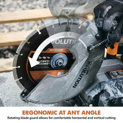 Evolution Cordless R10DCT-Li | 10 In. | Concrete Saw | Automatic Water-Fed Dust Suppression | Premium Thin Kerf Diamond Blade Included