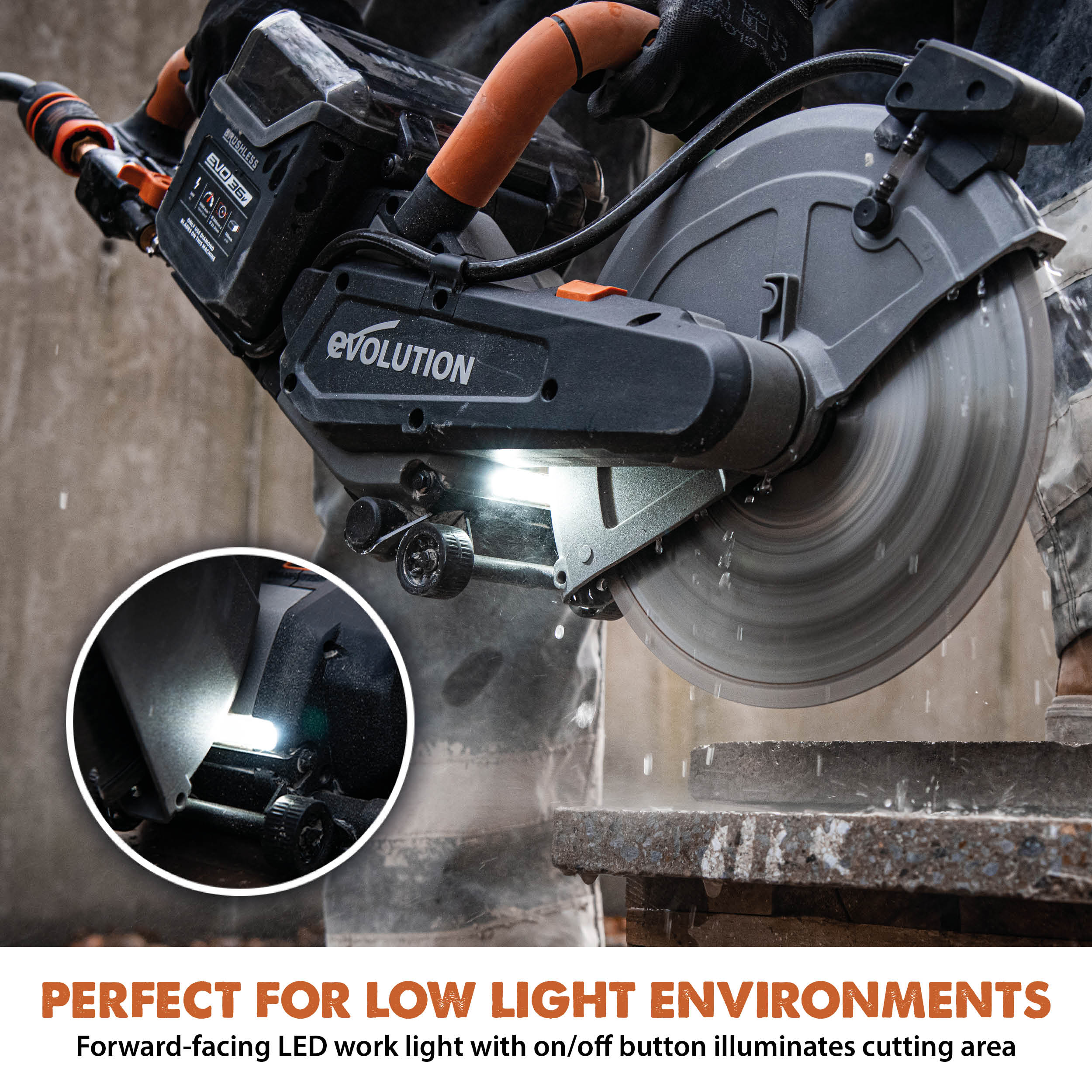 Evolution Cordless R10DCT-Li | 10 In. | Concrete Saw | Automatic Water-Fed Dust Suppression | Premium Thin Kerf Diamond Blade Included
