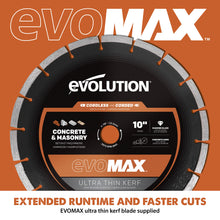 Evolution Cordless R10DCT-Li | 10 In. | Concrete Saw | Automatic Water-Fed Dust Suppression | Premium Thin Kerf Diamond Blade Included