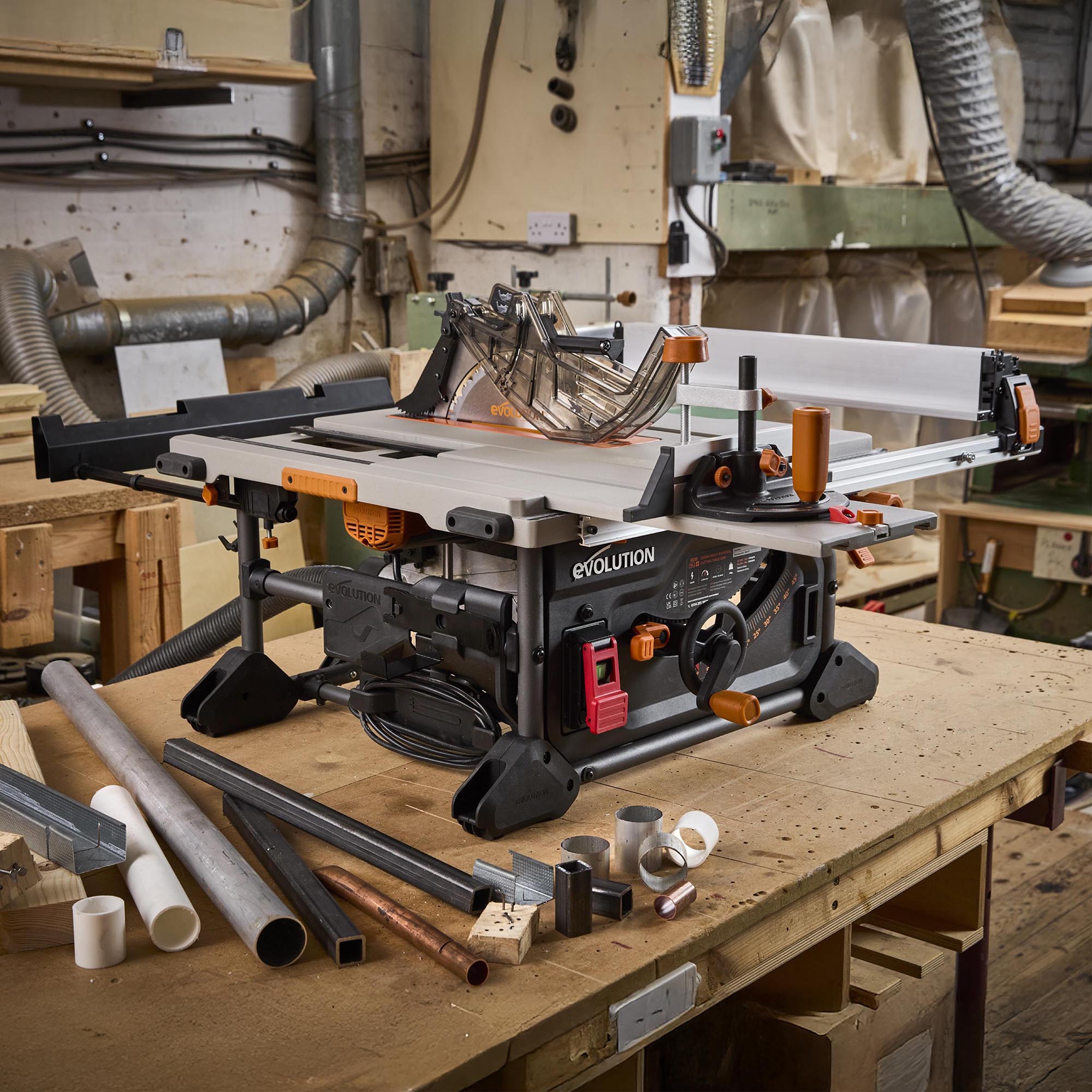 Evolution R10TS Multi-Material Table Saw | 10 in. Multi-Material Cutting Blade