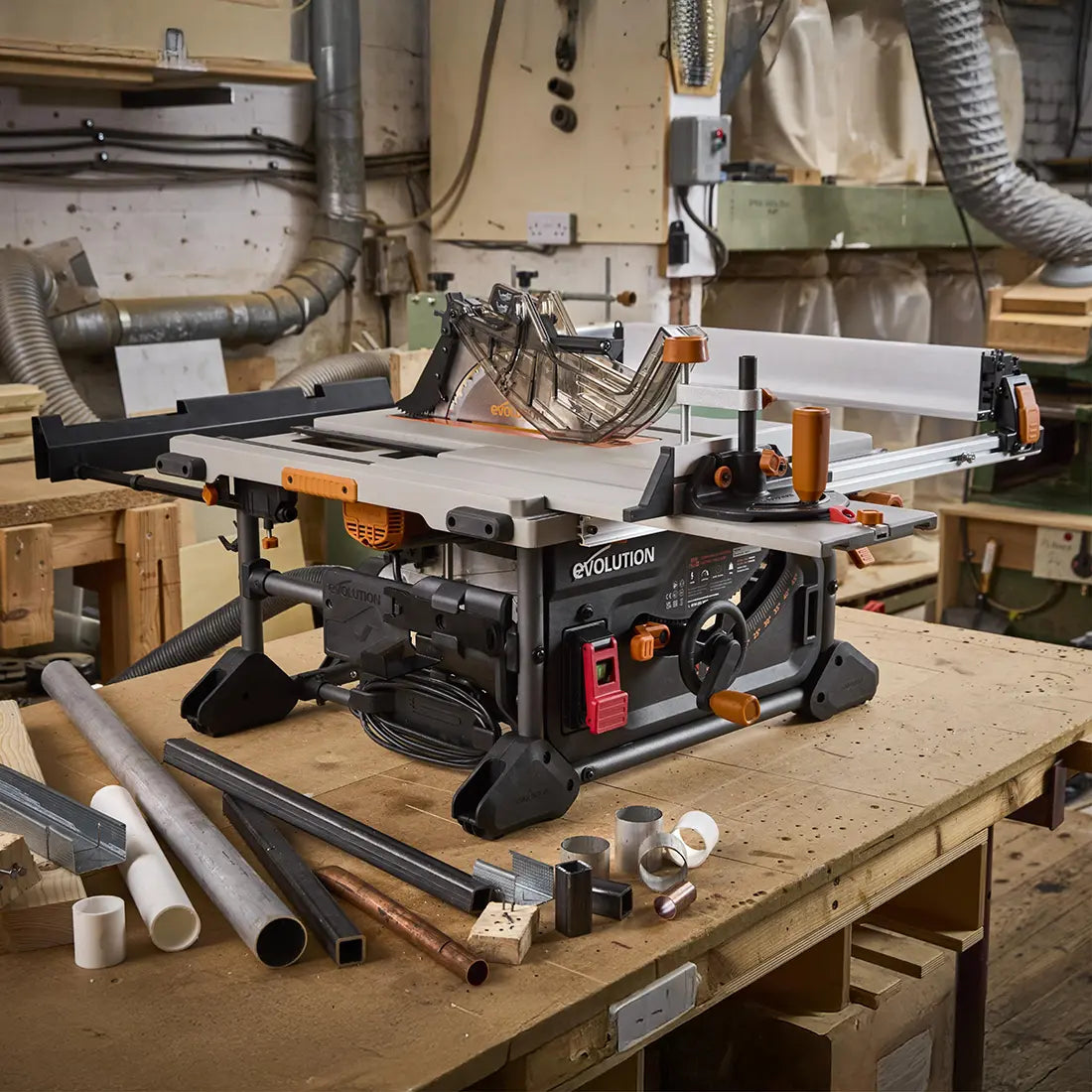 Evolution R10TS Multi-Material Table Saw | 10 in. Multi-Material Cutting Blade