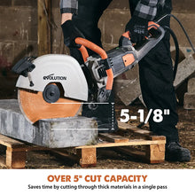 Evolution R14DCT | 14 in. | 20A Plug | Electric Concrete Saw | Water Fed Dust Suppression | Premium Diamond Blade Included