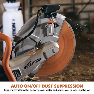 Evolution R14DCT | 14 in. | 20A Plug | Electric Concrete Saw | Water Fed Dust Suppression | Premium Diamond Blade Included