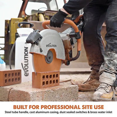 Evolution R14DCT | 14 in. | 20A Plug | Electric Concrete Saw | Water Fed Dust Suppression | Premium Diamond Blade Included