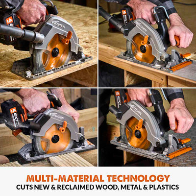 Evolution Cordless R185CCS-Li 7-1/4 Brushless 20V Circular Saw Li-Ion EXT Inc Multi-Material Blade
