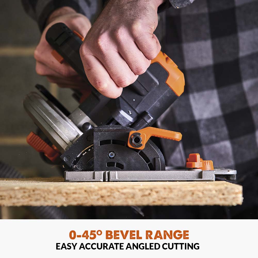 Evolution Cordless R185CCSX-Li 7-1/4 Track Compatible Circular Saw Brushless 20V Li-Ion EXT Inc Multi-Material Blade