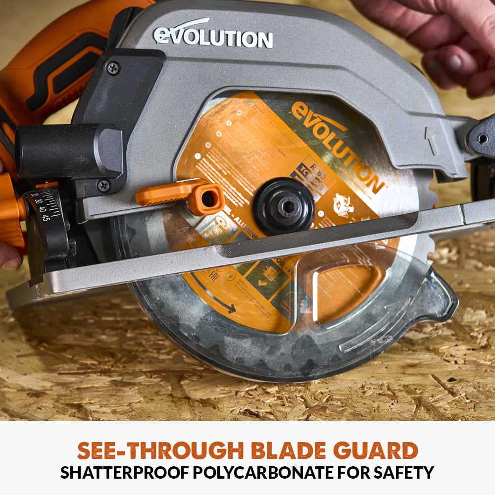 Evolution Cordless R185CCSX-Li 7-1/4 Track Compatible Circular Saw Brushless 20V Li-Ion EXT Inc Multi-Material Blade