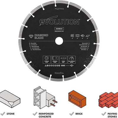 Evolution D255SEG-CS | 10 in. | Segmented Edge | 7/8 in. Arbor | Concrete, Stone, Brick Cutting Diamond Blade