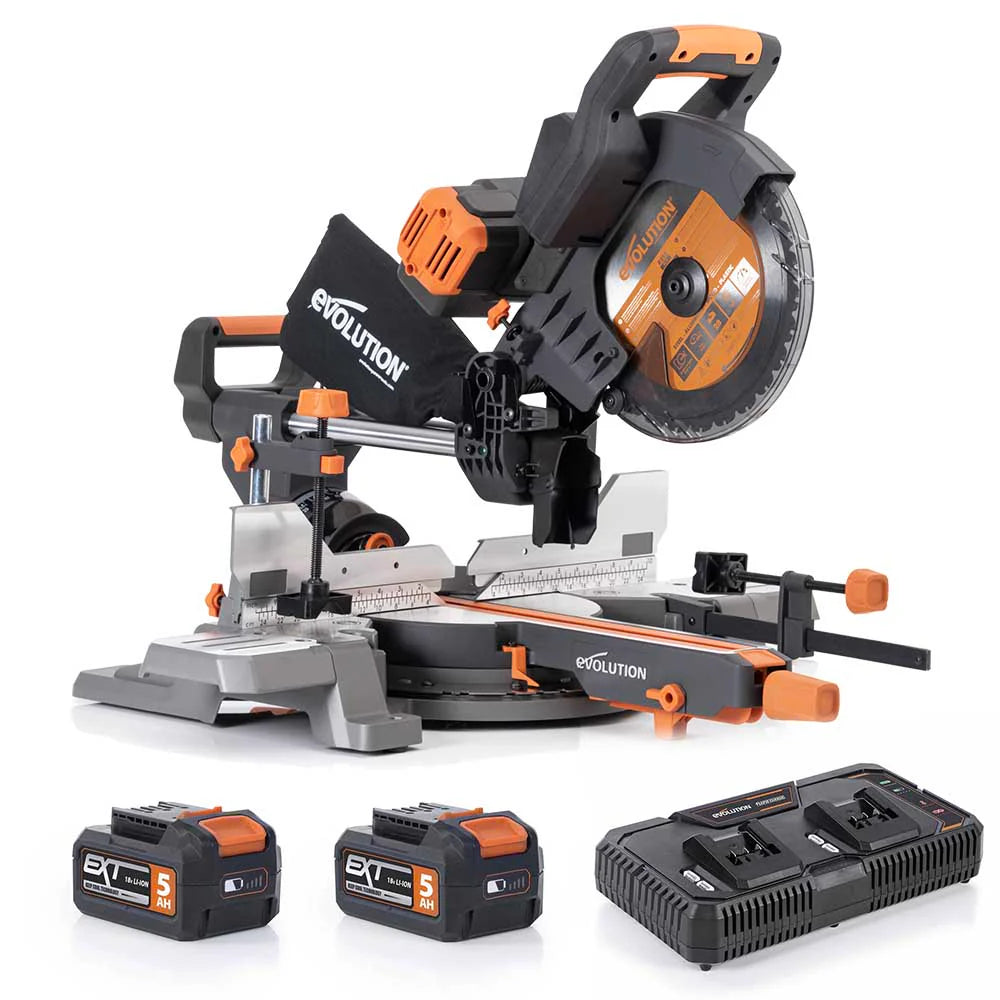 Evolution Cordless R255SMS-DB-Li: Dual Bevel Sliding Miter Saw With 10 in. Multi-Material Blade