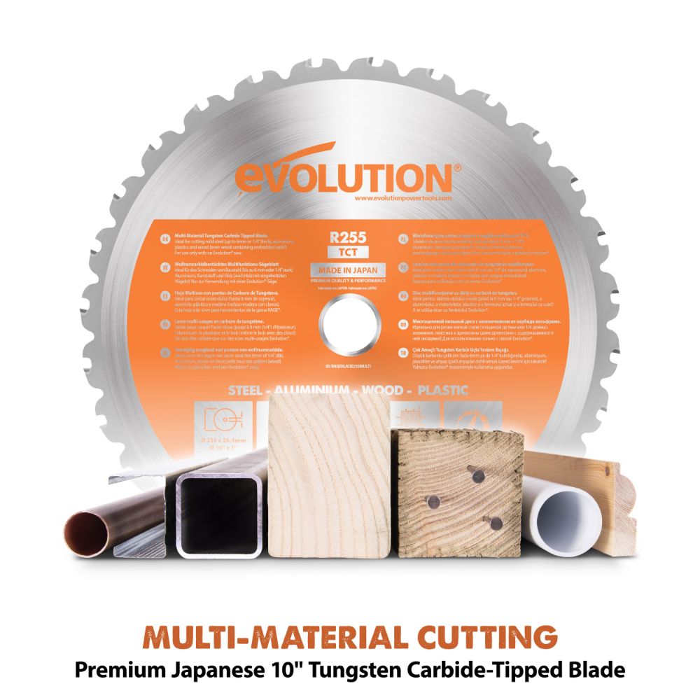 Evolution Cordless R255SMS-DB-Li: Dual Bevel Sliding Miter Saw With 10 in. Multi-Material Blade