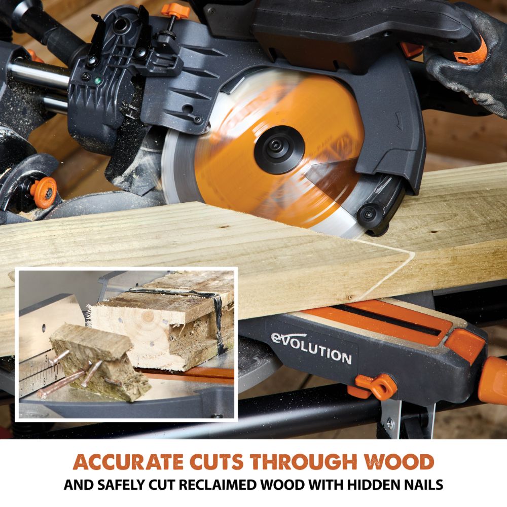 Evolution Cordless R255SMS-DB-Li: Dual Bevel Sliding Miter Saw With 10 in. Multi-Material Blade