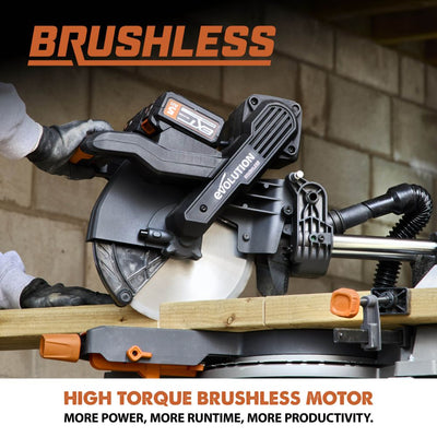 Evolution Cordless R255SMS-DB-Li: Dual Bevel Sliding Miter Saw With 10 in. Multi-Material Blade