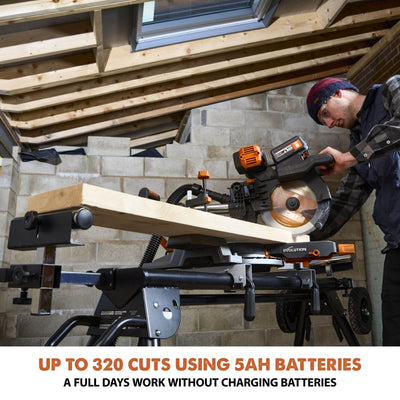 Evolution Cordless R255SMS-DB-Li: Dual Bevel Sliding Miter Saw With 10 in. Multi-Material Blade