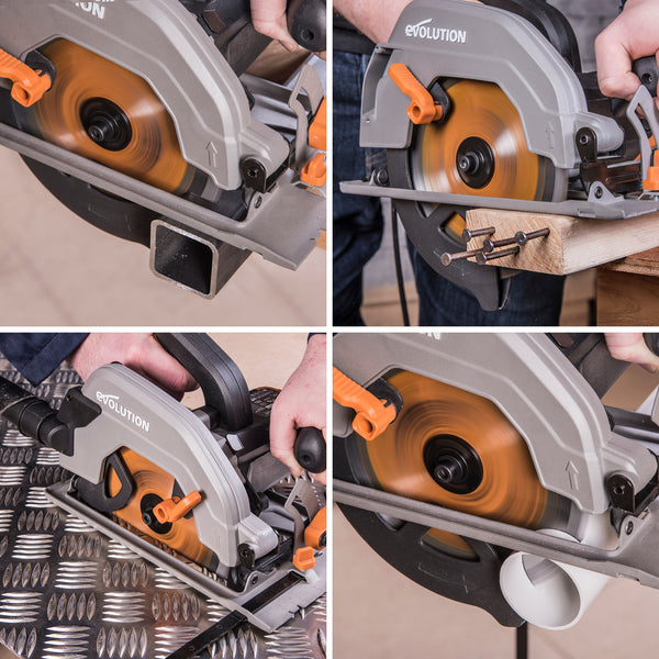 Evolution Power Tools R185CCS 7-1/4 TCT Multi-Material Cutting Circular  Saw, 7-1/4, Orange 