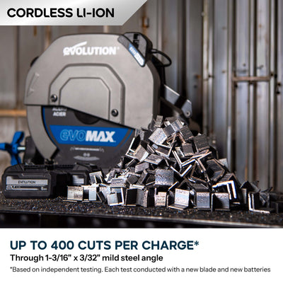 Evolution S14CPS-Li: Cordless 14 in. Metal Cutting Chop Saw with 40V Brushless Motor & EVOMAX Blade