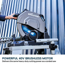 Evolution S14CPS-Li: Cordless 14 in. Metal Cutting Chop Saw with 40V Brushless Motor & EVOMAX Blade