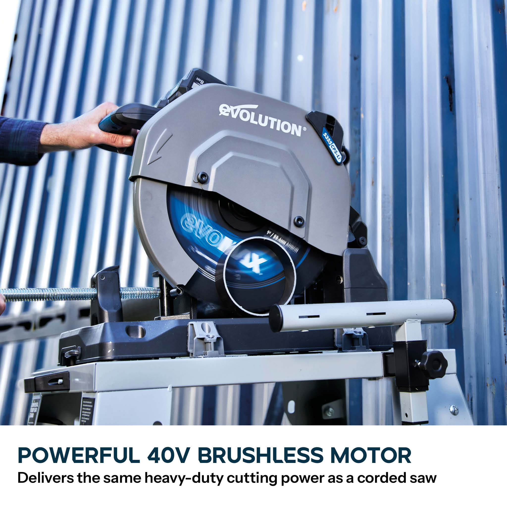 Evolution S14CPS-Li: Cordless 14 in. Metal Cutting Chop Saw with 40V Brushless Motor & EVOMAX Blade