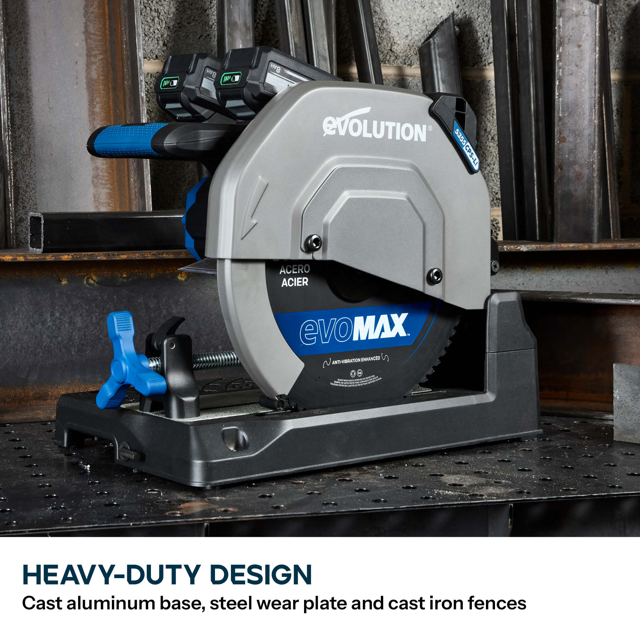 Evolution S14CPS-Li: Cordless 14 in. Metal Cutting Chop Saw with 40V Brushless Motor & EVOMAX Blade