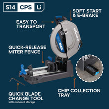 Evolution Cordless 14 in. Metal Cutting Chop Saw with 40V Brushless Motor & EVOMAX Blade | S14CPS-Li