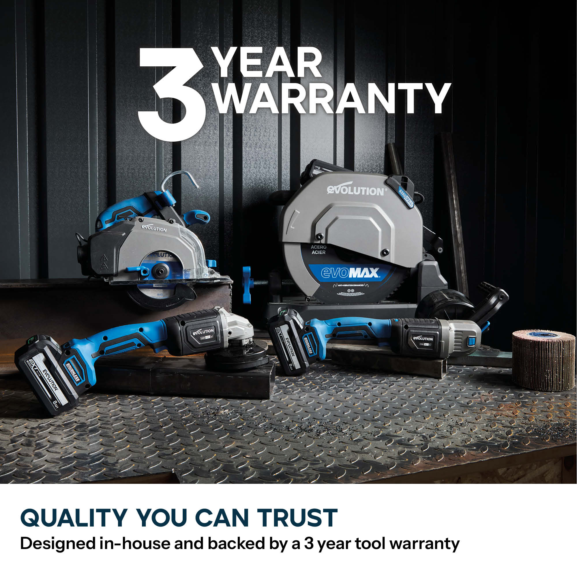 Evolution S14CPS-Li: Cordless 14 in. Metal Cutting Chop Saw with 40V Brushless Motor & EVOMAX Blade