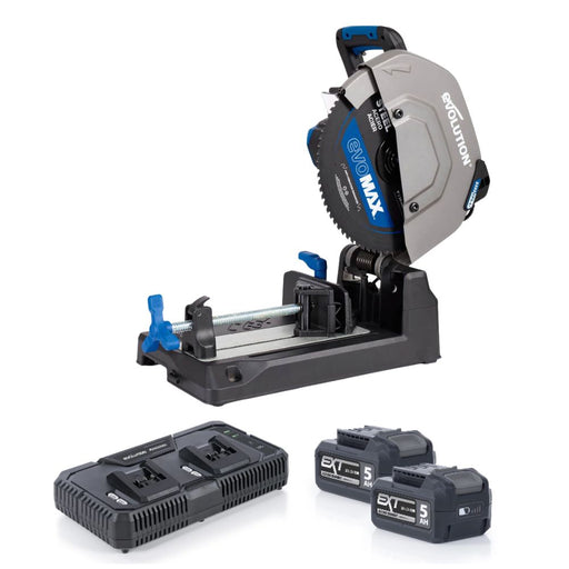 Evolution Cordless 14" Metal Cutting Chop Saw | S14CPS-Li + Dual Port Fast Charger & 2 × 5Ah Batteries