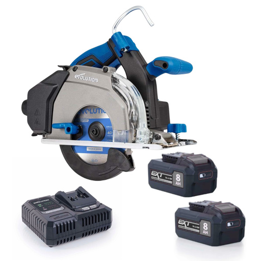 Evolution Cordless 6-1/2" Metal Cutting Circular Saw | S6CCS-Li + Single Port Fast Charger & 2 × 8Ah Batteries