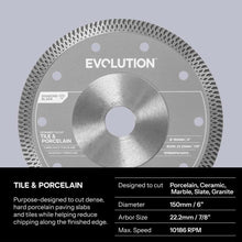 Evolution 6 in. Porcelain Diamond Blade for Concrete Saw, 7/8 in.Bore