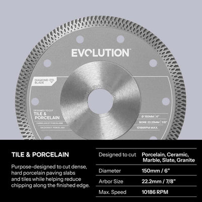Evolution 6 in. Porcelain Diamond Blade for Concrete Saw, 7/8 in.Bore