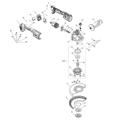 S5AGR-Li Cordless Angle Grinder Spare Parts