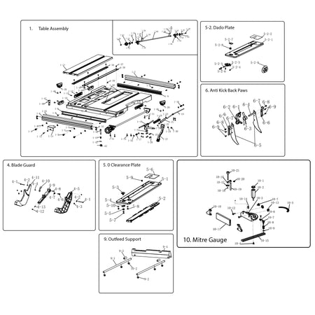 Evolution R10TS / R10TBLX Spare Parts (Section 1)