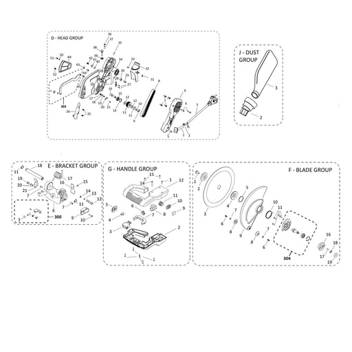 Evolution R255SMS-DB+ Spare Parts (Head)