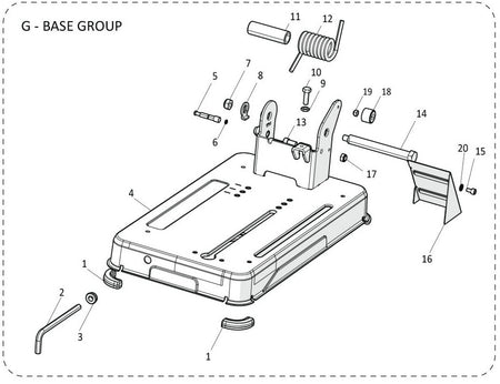 Evolution R355CPS Chop Saw Spare Parts (Base)