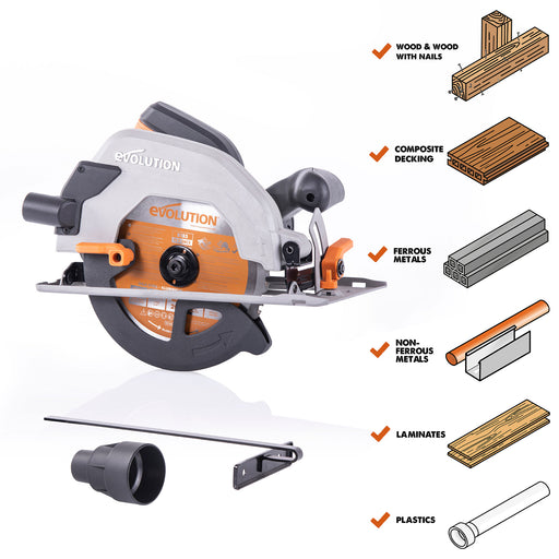 R185CCSL: Multi-Material Cutting Circular Saw 7-1/4 in. Blade - Evolution Power Tools LLC